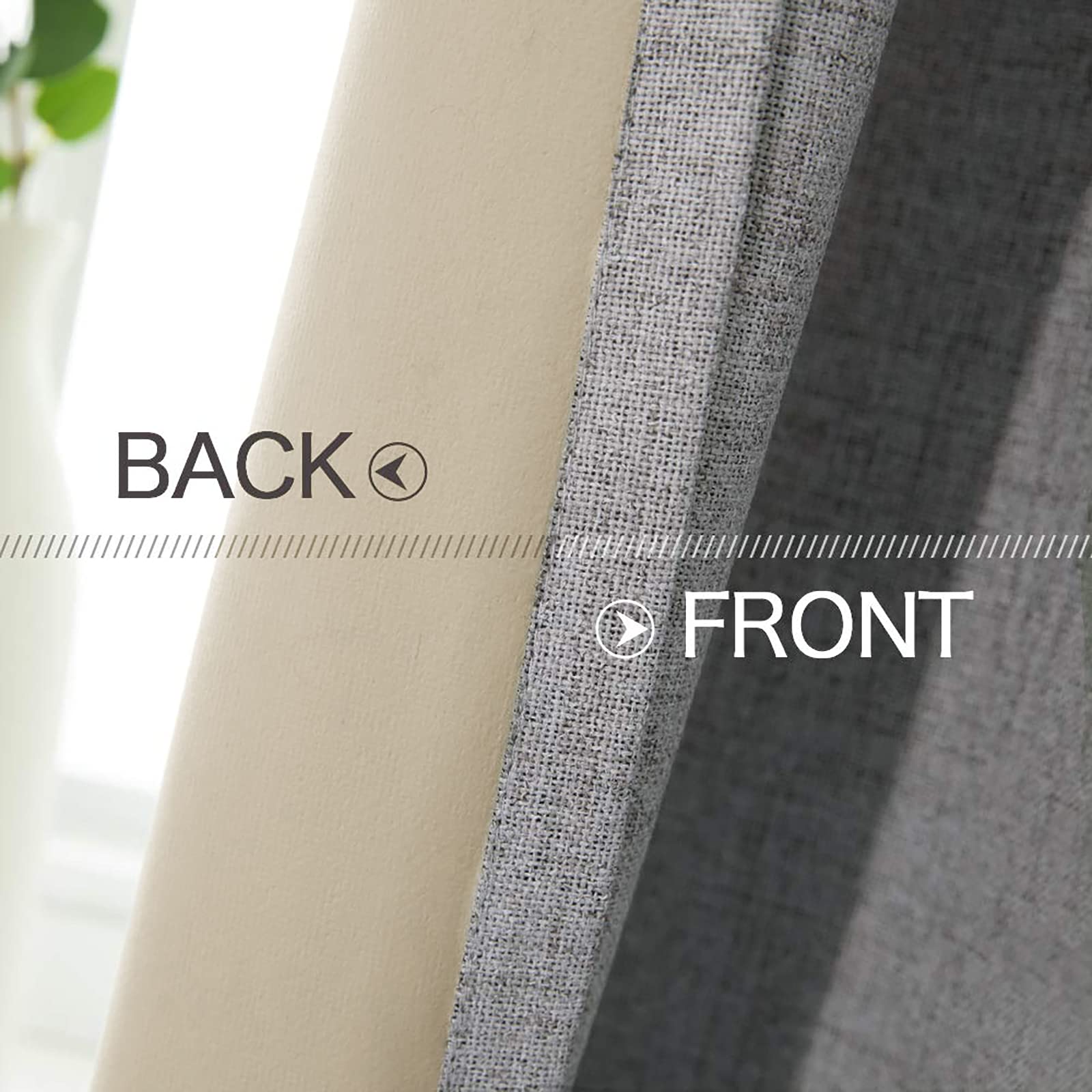 Miulee Linen Blackout Curtains And Drapes 100% Room Darken Thermal Insulated Grommet Window Panels With Coating 2 Pcs W 42 X L 84 Inches Grey