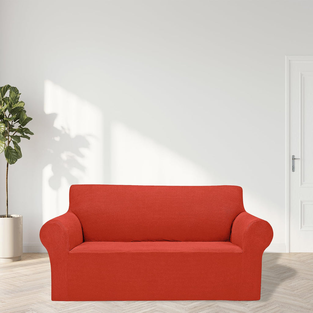 Cupuamon 2025 Loveseat Sofa Slipcovers, Pureed Pumpkin, Elastic Bottom, Jacquard Fabric, Pet & Kid Friendly, 2 Cushion Protector