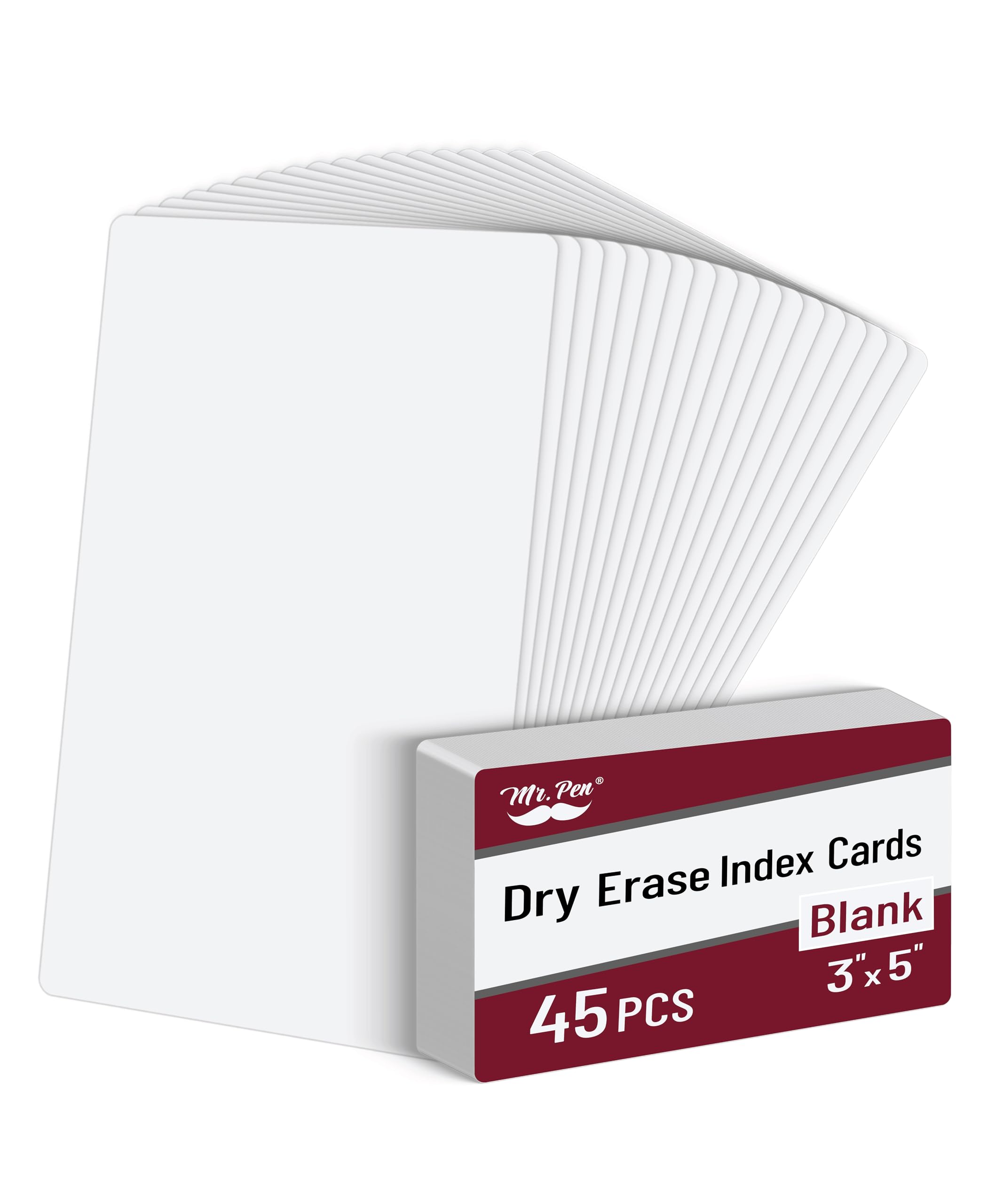 Mr. Pen- Dry Erase Index Cards 3X5, White, 45Pcs, Dry Erase Cards, Dry Erase Playing Cards, Dry Erase Flash Cards Laminated Card