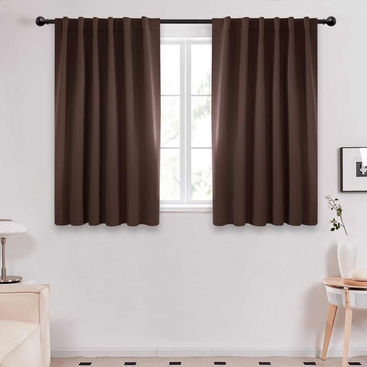 Deconovo Solid Back Tab And Rod Pocket Curtains - Thermal Insulated Curtains, Blackout Window Curtains For Kitchen, 52X54 Inch,