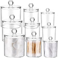 9 Pack Acrylic Holder Dispenser Plastic Apothecary Jars with Lids for Cotton Ball, 10/22/39 oz Clear Plastic Storage Jars Floss 