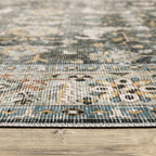 HomeRoots 510405 7 x 10 ft. Gray Charcoal Gold Brown Ivory Pale Sage & Light Blue Oriental Printed Stain Resistant Non Skid Rectangle Area Rug