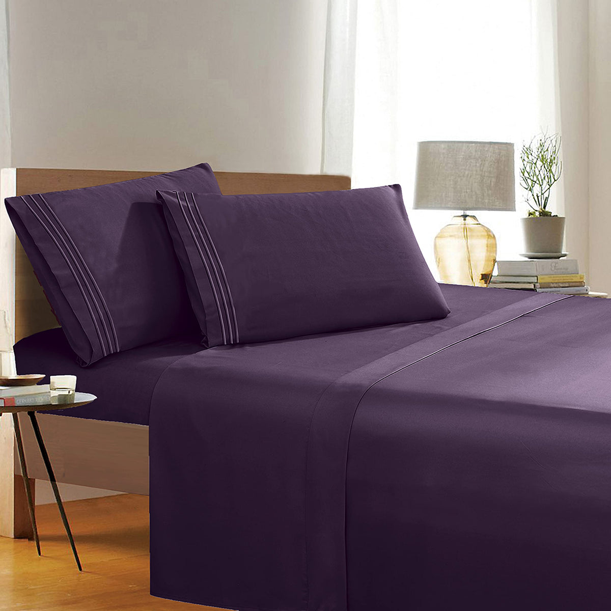 Elegant Comfort 1500 Thread Count Wrinkle & Fade Resistant Egyptian Quality 4-Piece Ultra Soft Luxurious Bed Set Includes Flat,