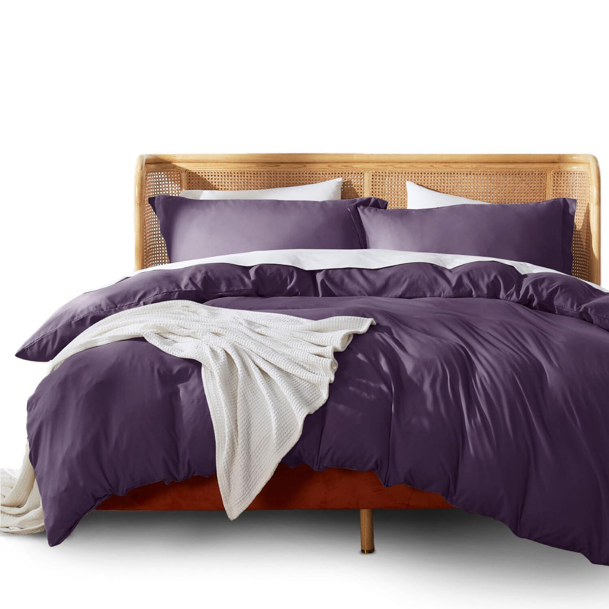 Nestl Purple Duvet Cover Full Size - Soft Double Brushed Full Size Duvet Cover Set, 3 Piece, With Button Closure, 1 Duvet Cover