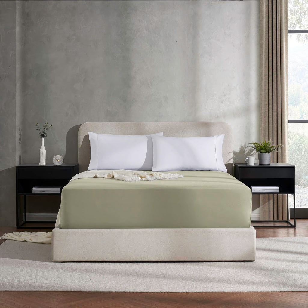 Nestl Extra Deep Pocket Full Fitted Sheet, Olive Green Full Size, 1800 Microfiber, Ultra Soft Fits Up To 24 Inch Mattress