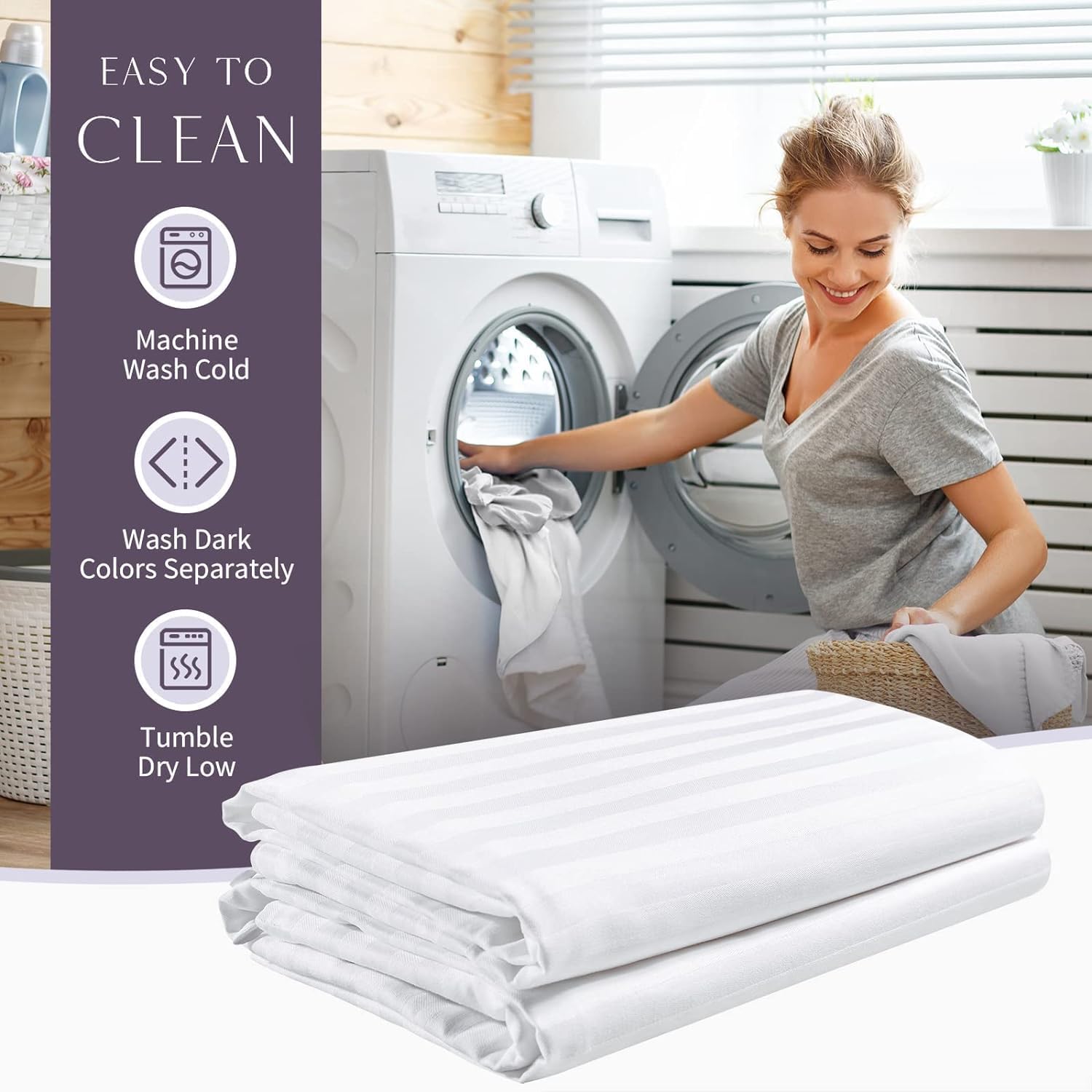 Faunna Zippered Pillow Protectors Cover Soft Comfortable Sateen 100% Long Staple Cotton Quiet And Breathable Bed Pillowcase Quee