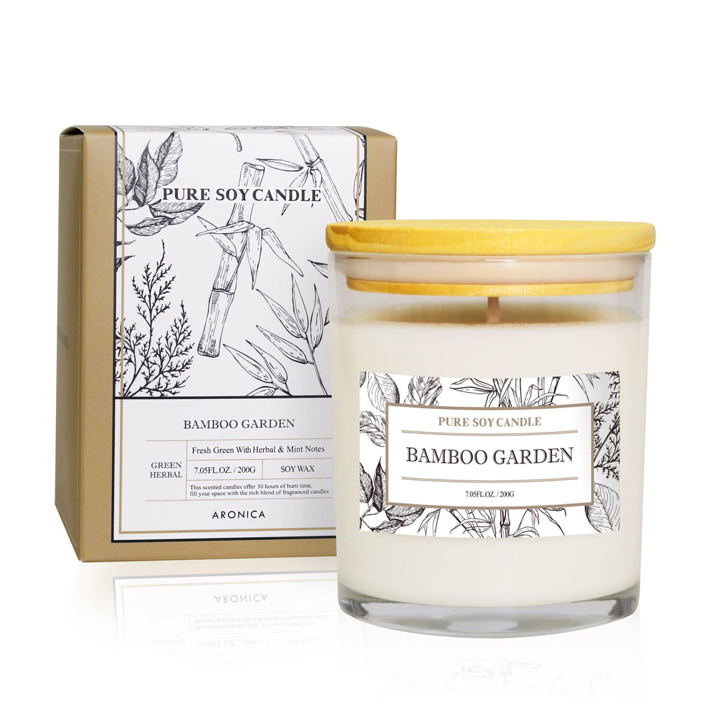 Aronica High End Hostess Gifts For Woman, Bamboo Jasmine Candle, Soy Candles For Home Scented, Non Toxic New Home Candle, Natura