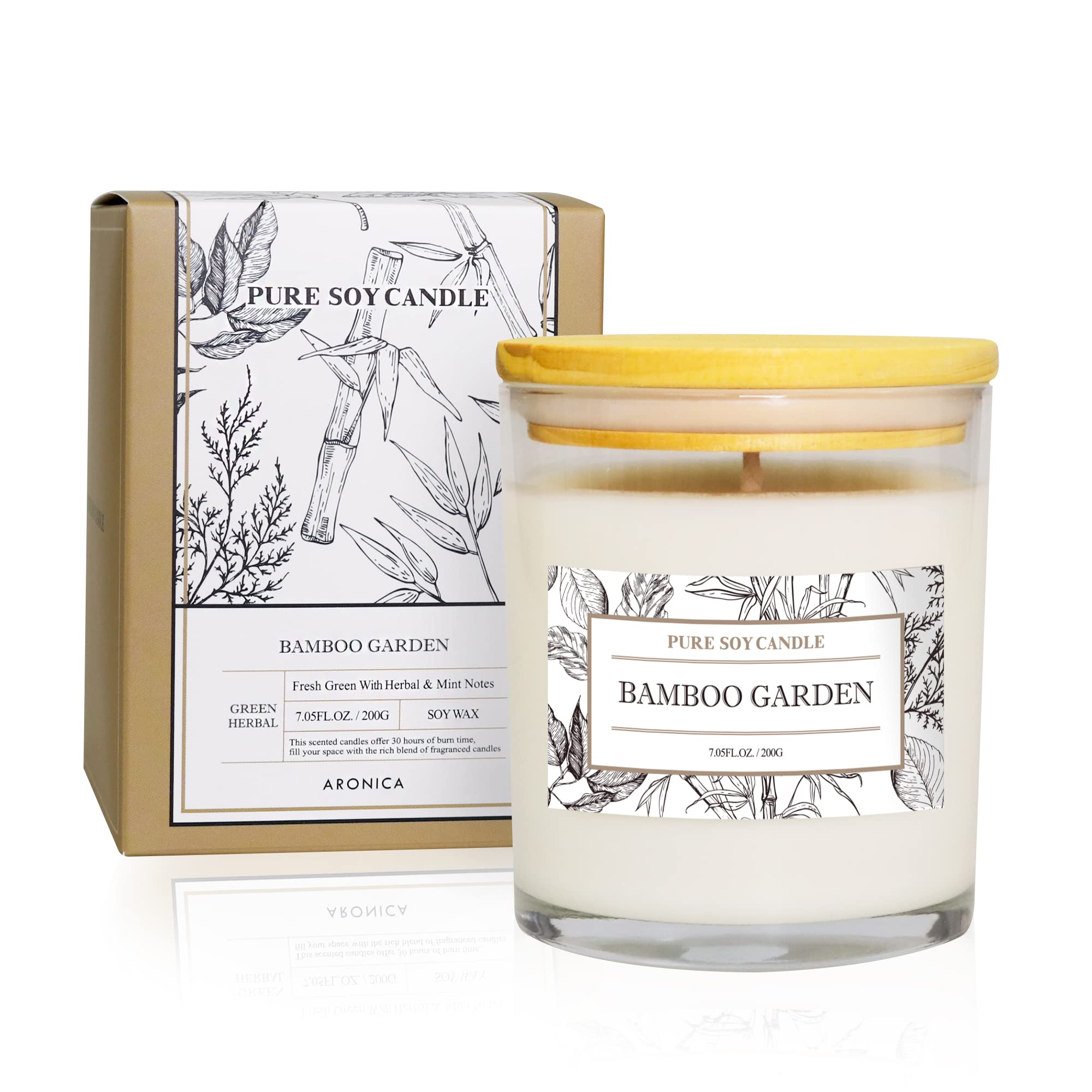 Aronica High End Hostess Gifts For Woman, Bamboo Jasmine Candle, Soy Candles For Home Scented, Non Toxic New Home Candle, Natura