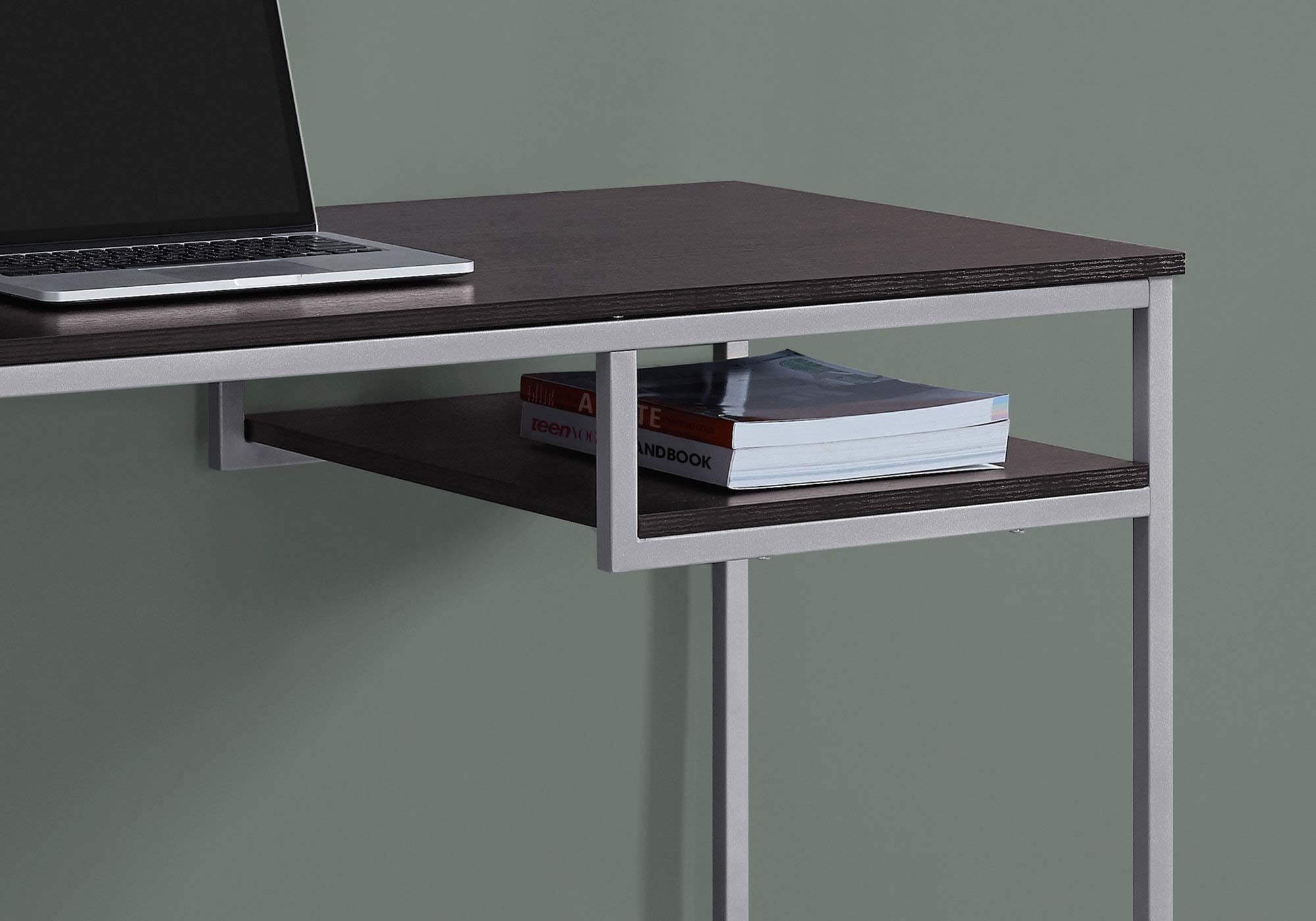 Monarch Specialties Contemporary Laptop Table With Shelf Home & Office Computer Desk-Metal Legs, 48&quot; L, Cappuccino