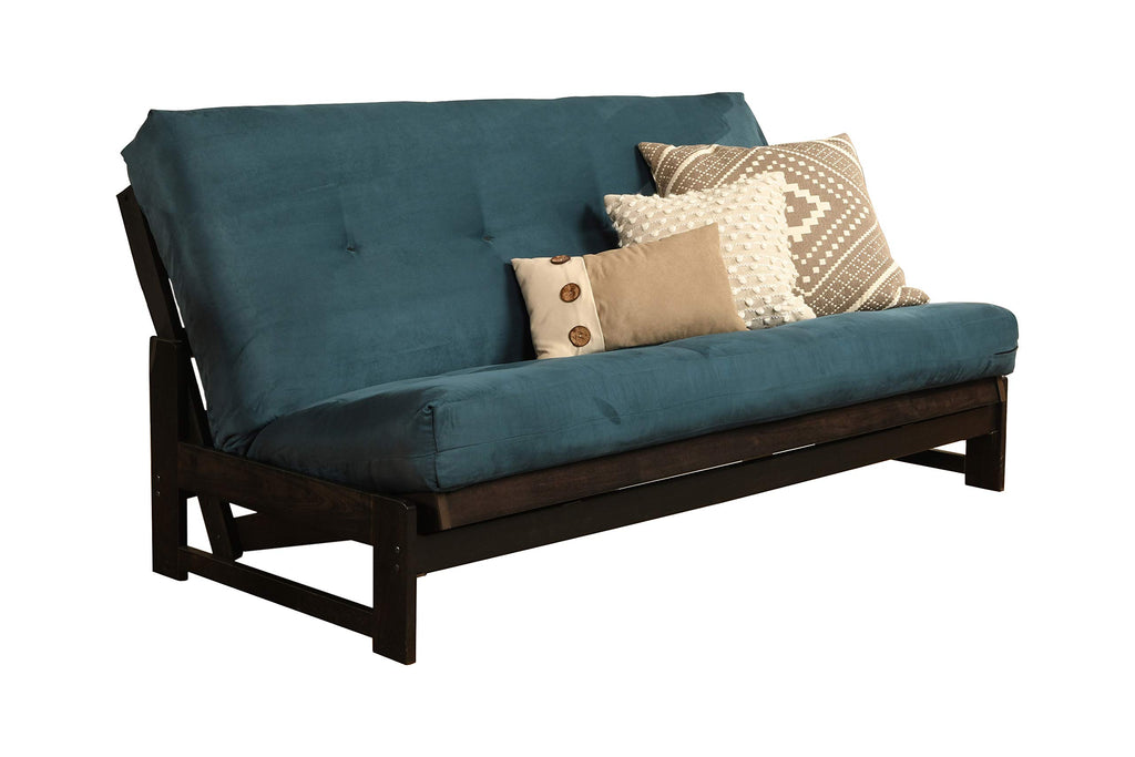 Kodiak Furniture Aspen Futon Set With Reclaim Mocha Finish, Suede Navy