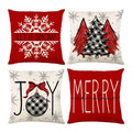 Onfaon Christmas Decorations - Christmas Pillow Covers 18X18 Set Of 4,Farmhouse Christmas Throw Pillow Covers Set For Home Bedro