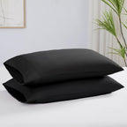 Southshore Fine Living, Inc. Pleated Black Pillow Cases Queen Size Set Of 2, Luxurious Brushed Microfiber Pillowcases For Full,