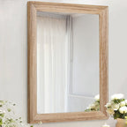 AAZZKANG Rustic Mirrors for Wall 20''x16'' Rectangle Wood Frame Mirror Farmhouse Bedroom Bathroom Decorative Hanging Mirror