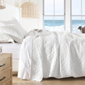 Sahsahcasa Quilt Set King Size, 100% Cotton Quilt Bedding Set Bedspread, Diamond Pattern Stitching Solid Color Chic Lightweight