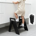 Wooden 2 Step Stool for Toddler Kids Bathroom Foldable 2-Step for Toilet Potty Training, Child Stepping Stool for Kitchen Nurser
