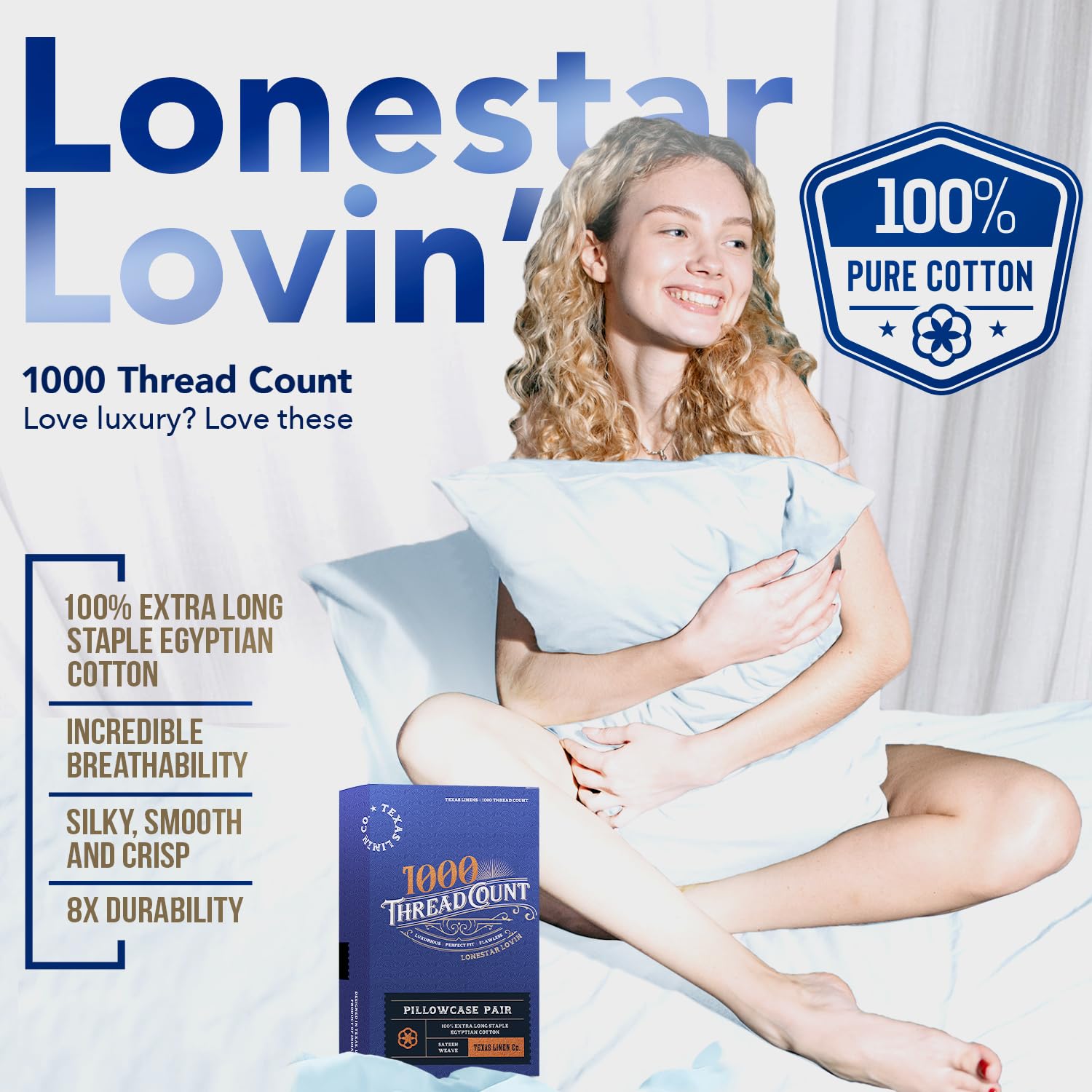 Texas Linen Co. Luxury Egyptian Cotton King Pillow Cases Set Of 2-1000 Thread Count Pillowcases For Sleeping, Soft, Cooling Pill