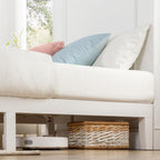Mellow Naturalista Classic 12 Inch Solid Wood Platform Bed With Wooden Slats, Cal King, Whit