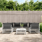 vidaXL 7 Piece Outdoor Patio Lounge Set with Cushions - Durable White Steel Structure, Modular Design, Comfortable Seating Experience, Ideal for Garden & Patio Use