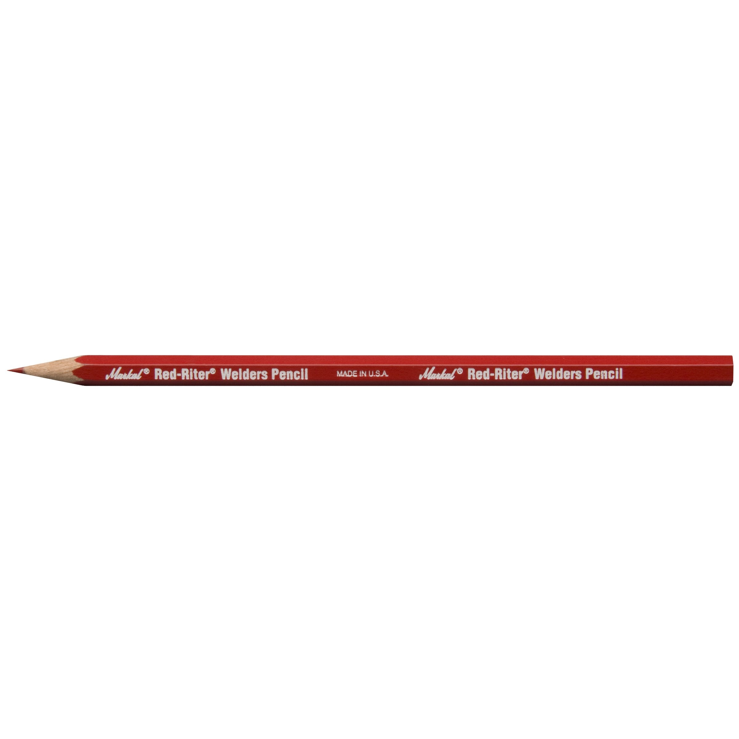 Markal 96100 Red-Riter Welders Pencil For Torch-Resistant Marks During Metal Layout And Fabrication, Red (Pack Of 12) Made In Us