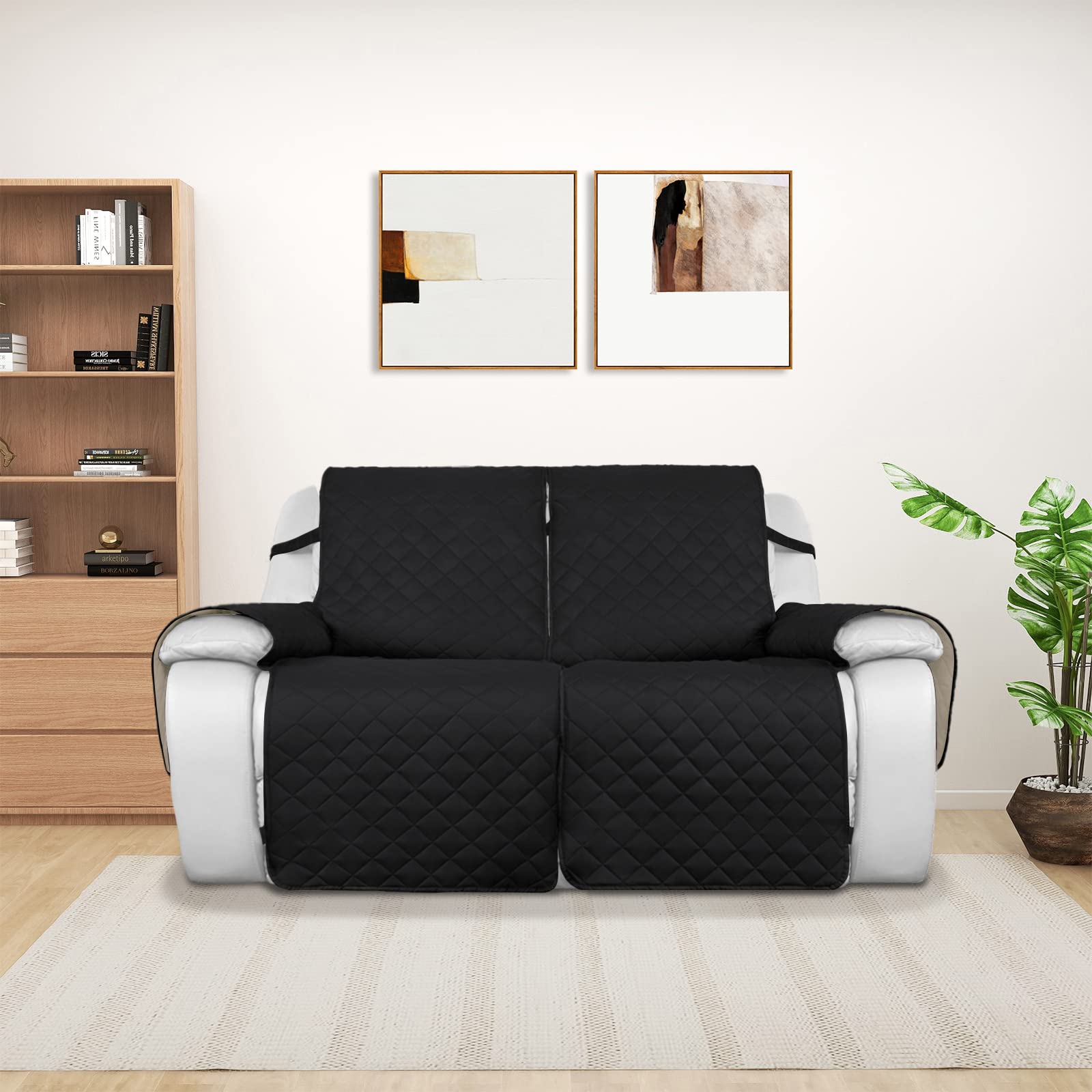 Purefit Water Resistant Reversible Sofa Covers For Reclining Sofa 2 Seat - Non Slip Split Recliner Couch Cover For Double Reclin