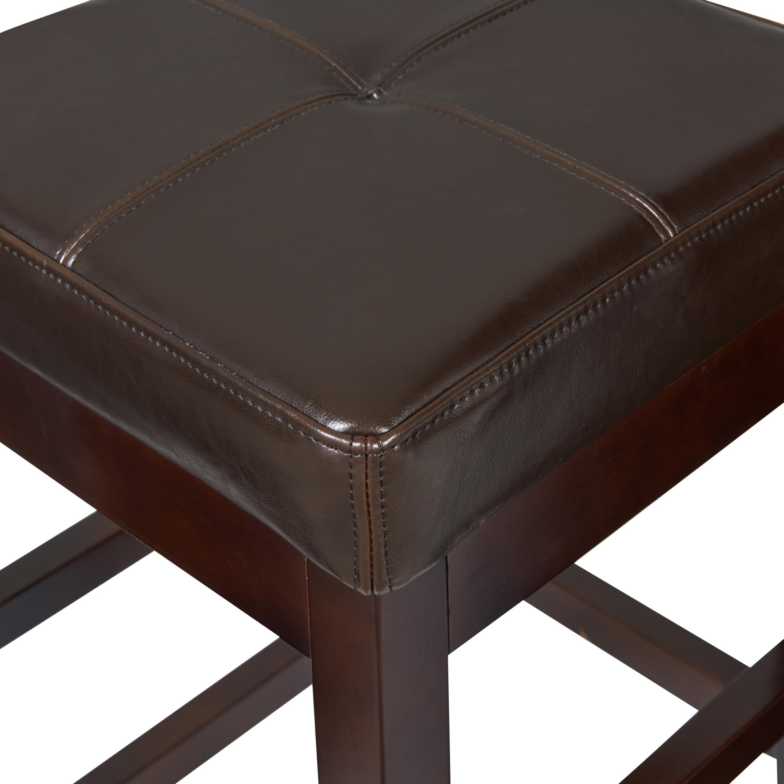New Pacific Direct Valencia Backless Leather Counter Stool 27&quot;,Brown Legs,Brown
