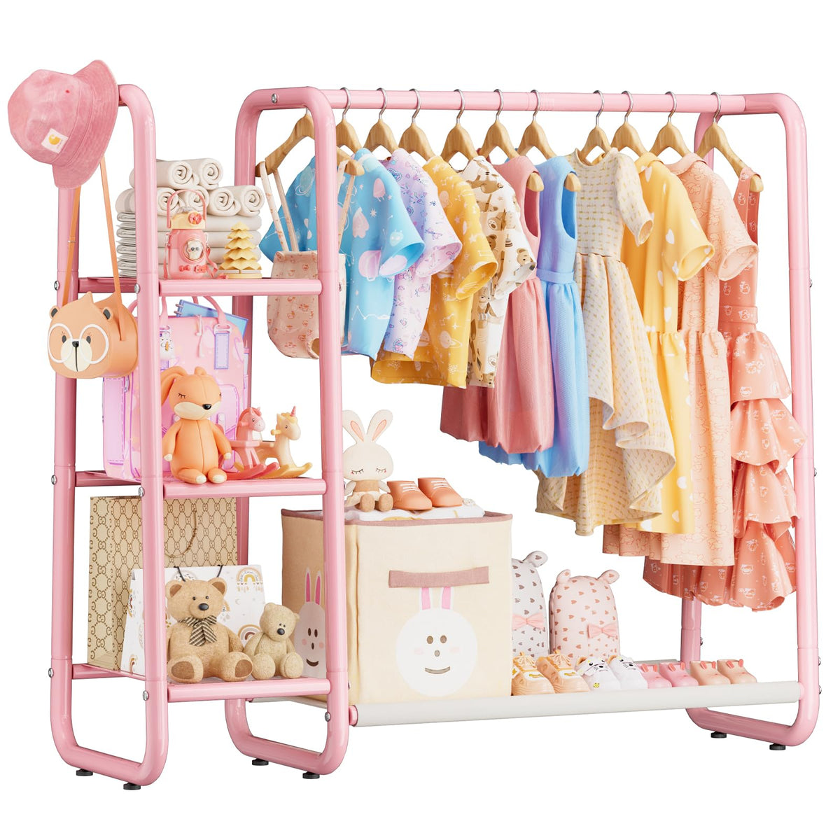 ZHKINGGS Kids Dress Up Storage with 4 Storage Shelf, More Storage Space