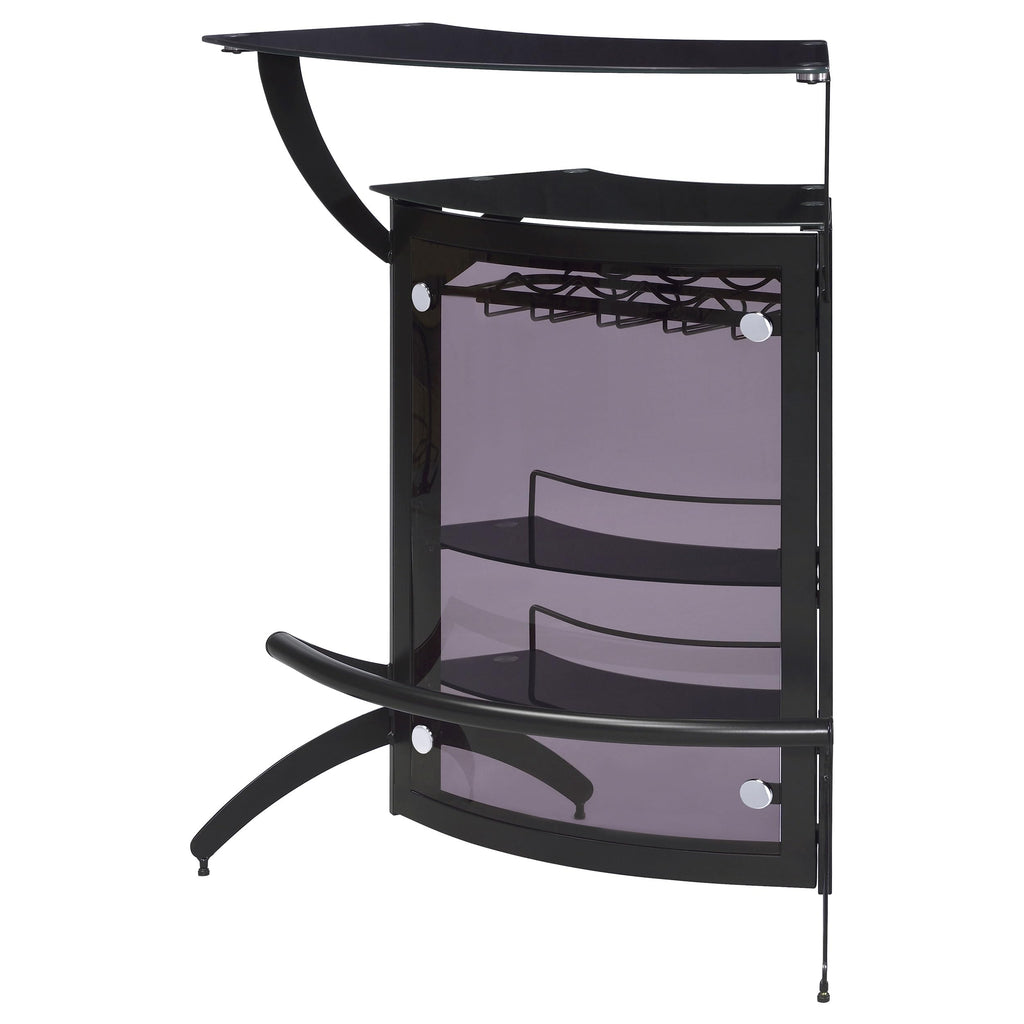 Coaster Home Furnishings Dallas 2-Shelf Home Bar Smoked and Black Glass