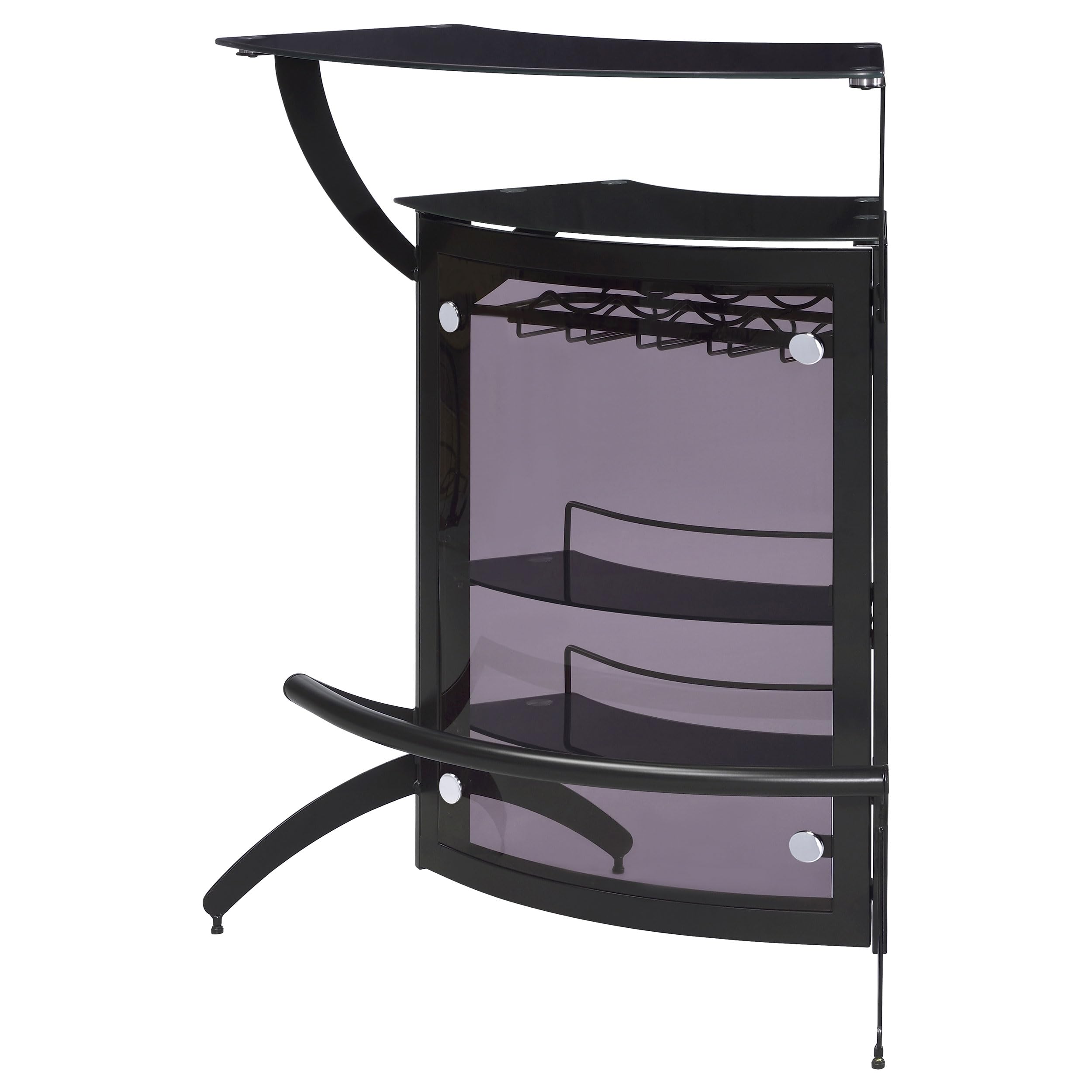 Coaster Home Furnishings Dallas 2-Shelf Home Bar Smoked and Black Glass
