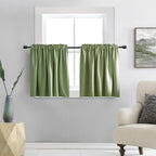 Donren 30 Inch Length Curtain Tiers For Loft - Blackout Short Length Curtains For Bathroom(52 Inches Wide By 30 Inches Long,Sage Green,2 Panels)