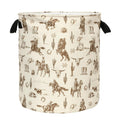 JarThenaAMCS Western Cowboy Laundry Basket Clothes Hamper 18.9 x 16.5 Inch Brown Wild West Rodeo Foldable Fabric Storage Bin wit