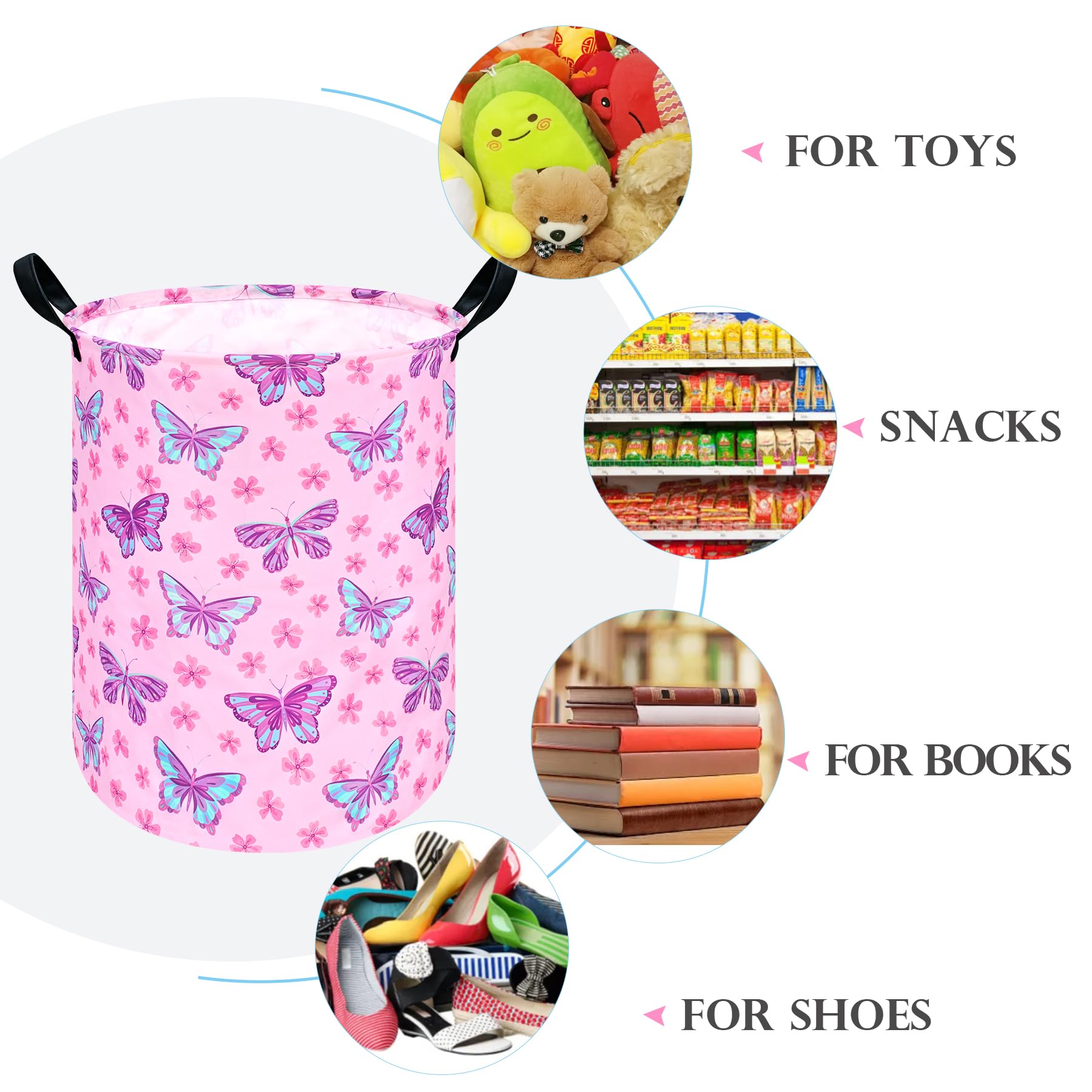 Huayee 19.7 Inch Baby Laundry Basket Girls Laundry Hamper Storage Basket Fabric Material Organization Basket, Storage Bin, Toy B