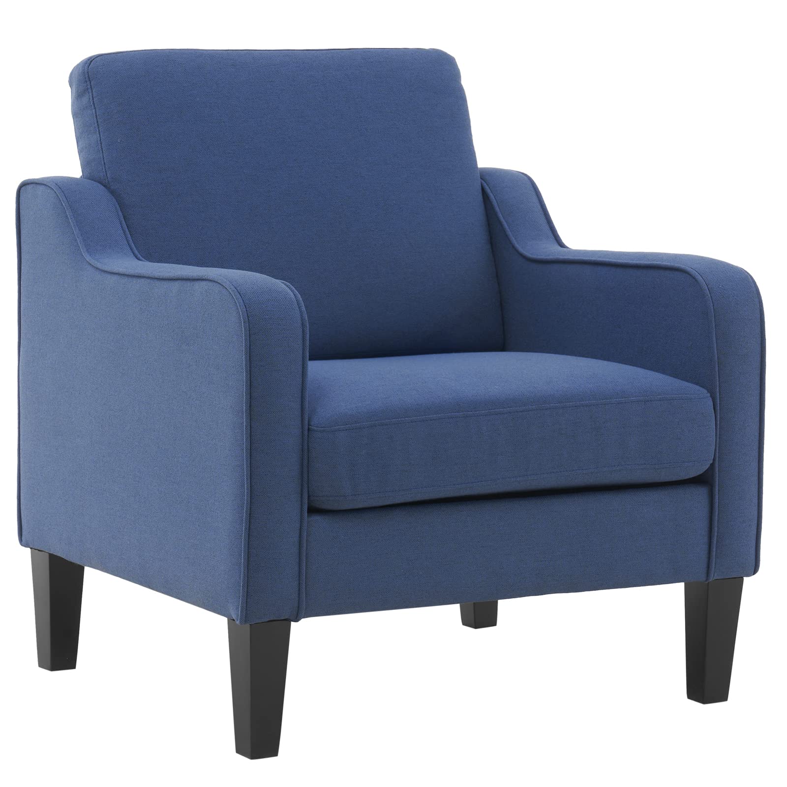 Vingli Mid Century Modern Accent Chair,Navy Blue Fabric For Living Room Upholstered Armchair With Scooped Arms For Bedroom,Apartment,Studio,Office,Waiting Room