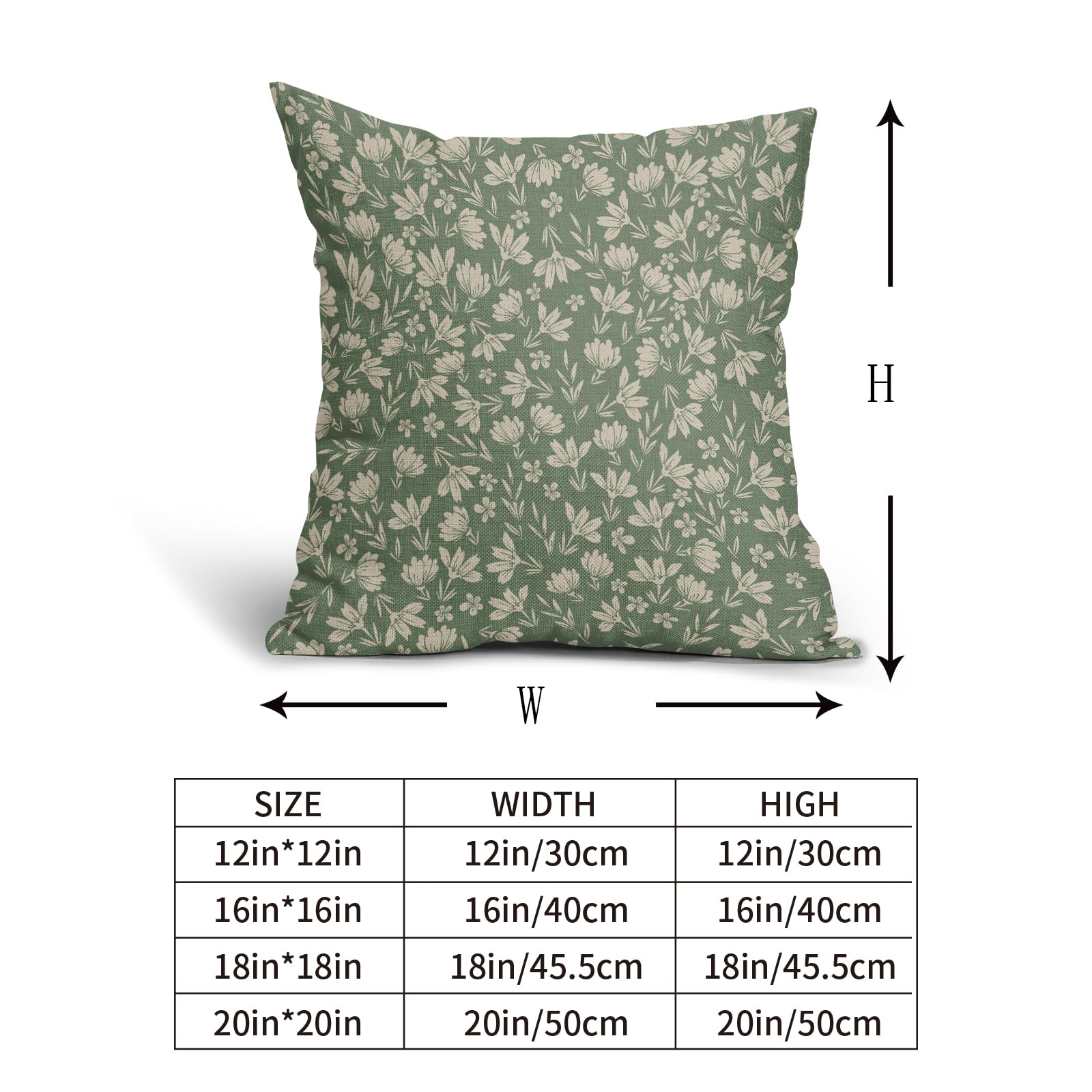 Aytipun Spring Sage Green Pillow Covers 20X20 Set Of 2 Vintage Floral Rustic Old Style Cute Flower Print Decorative Outdoor Pill