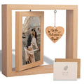 Rotating Floating Let the Adventure Begins Picture Frame, Engagement Gifts for Couples, Rustic 4x6 Floating Picture Frames Cool 