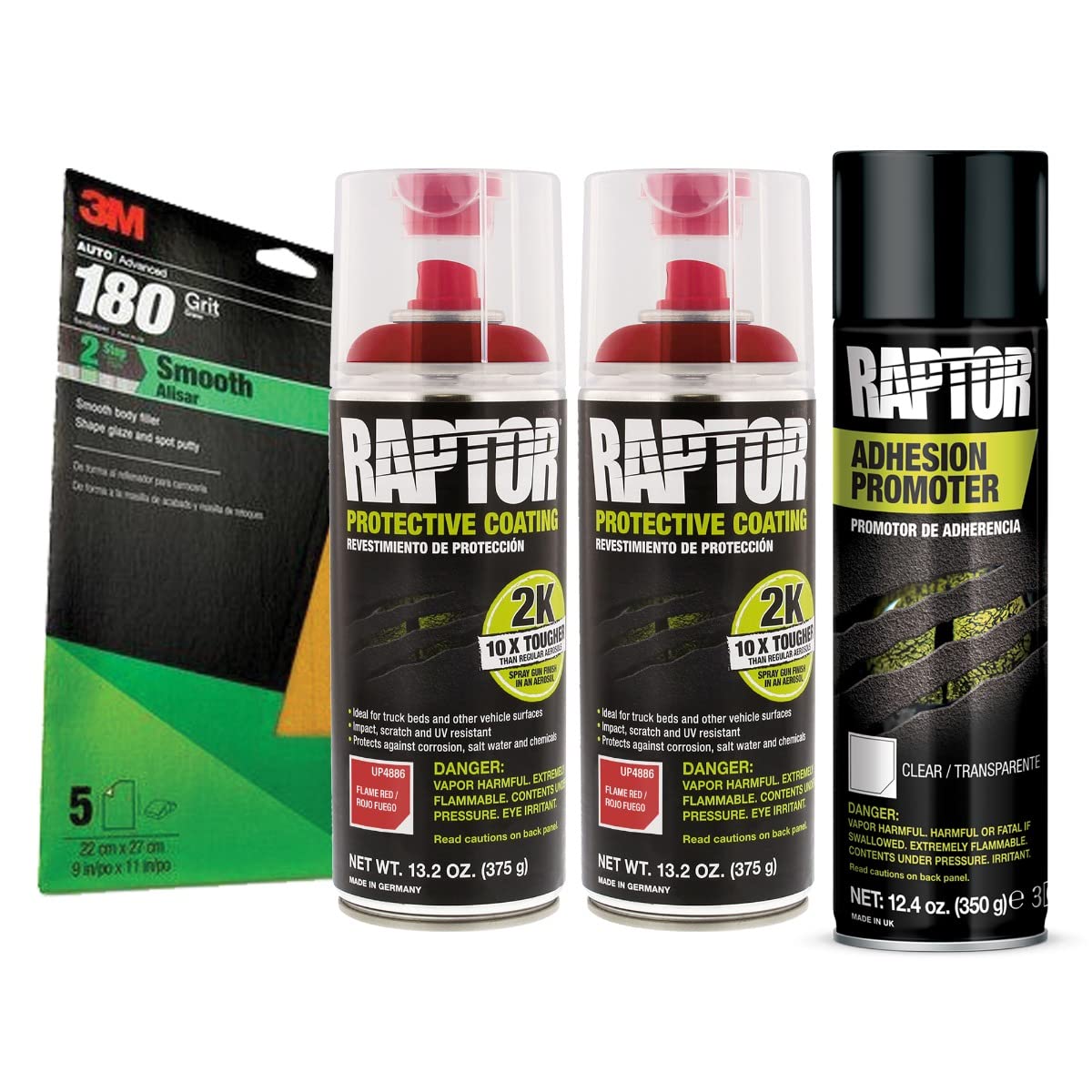 Raptor 2K Flame Red Truck Bedliner Flexible Plastic Aerosol Kit (26.4 Oz)
