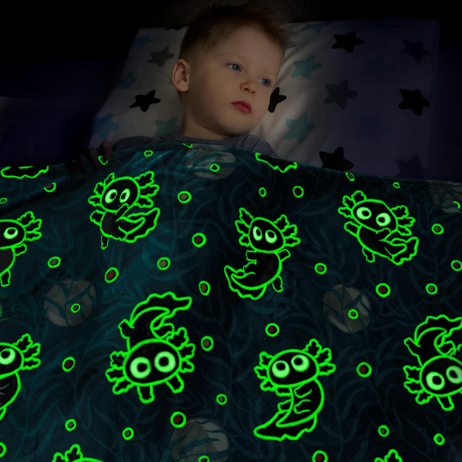 Axolotl Blanket Kids Glow In The Dark Blanket Axolotl Gifts For Teens Girls Boys Cute Animal Salamander Toys Throw Blankets Soft