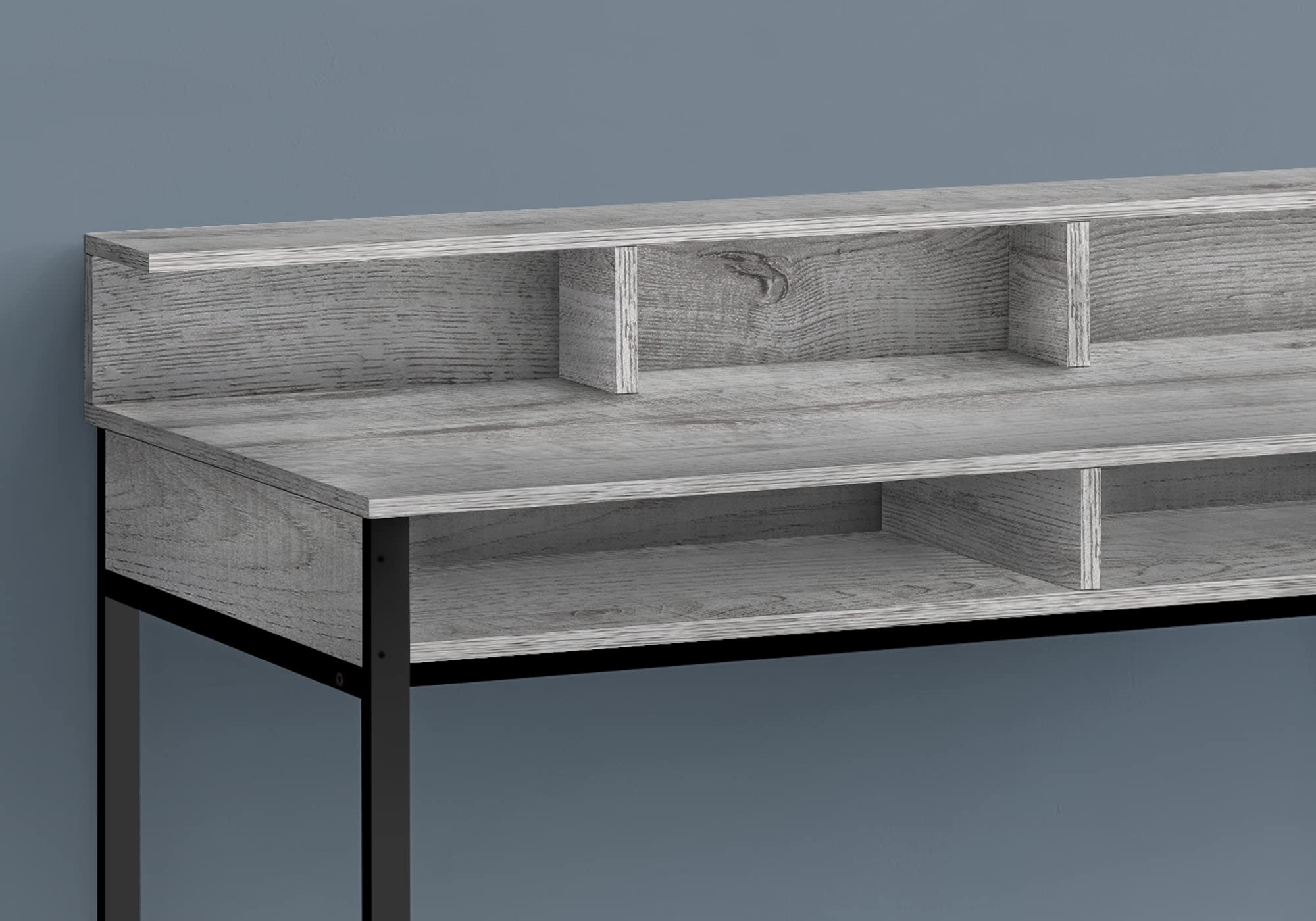 Monarch Specialties I 7703 Computer Desk, Home Office, Standing, Storage Shelves, 48&quot; L, Work, Laptop, Metal, Laminate, Grey, Black, Contemporary, Modern