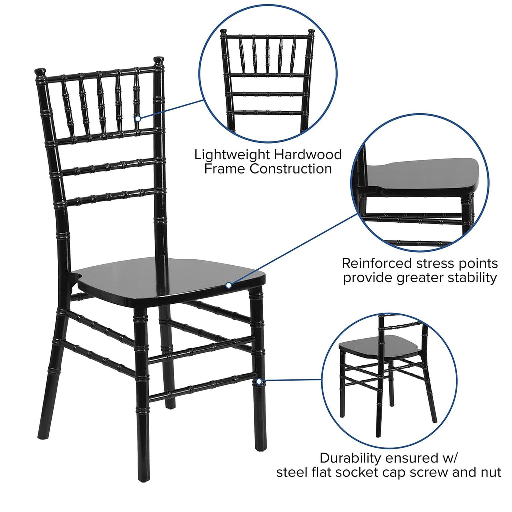 Flash Furniture HERCULES Series Black Wood Chiavari Chair