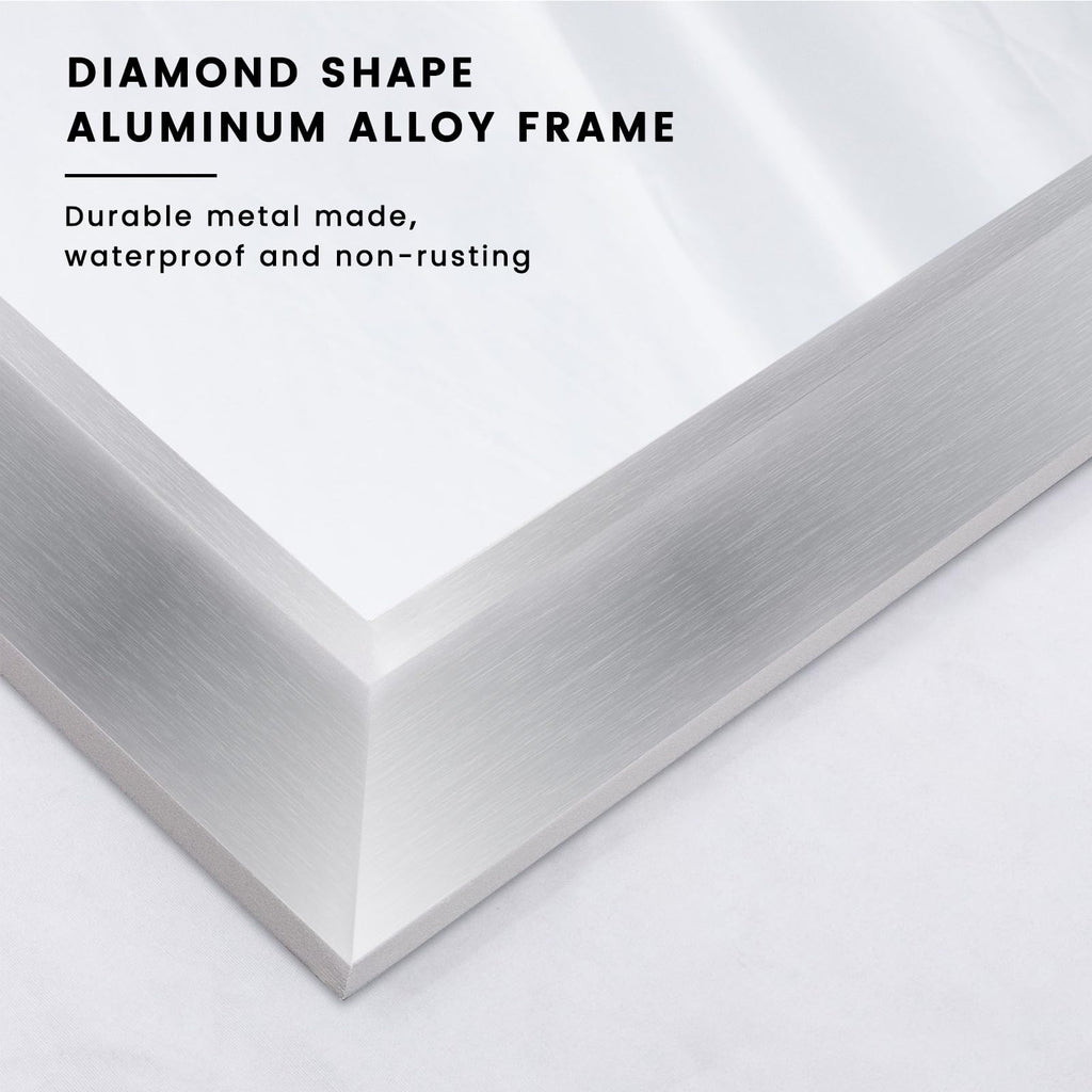 Amorho 50X30 Inch Bathroom Mirror Silver, Thick Metal Framed Wall Mirrors For Over Sink, Brushed Nickel Mirror Perfect For Bedro