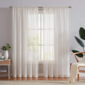 Fmfunctex Linen Sheer Curtains For Bedroom, Beige Curtains 72 Inches Long For Living Room, Natural Flax Blend Window Draperies F