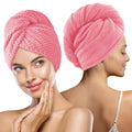 MaopaoBeauty 2 Pack Microfiber Hair Towel Wrap for Women, Lint Free Quick Drying Hair Turban for All Hair Style, Absorbent and L