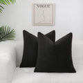 Artcest Set Of 2 Boucle Throw Pillow Covers, Textured Cushion Cases For Couch Bed And Living Room Decor, 20'X20' (Black)