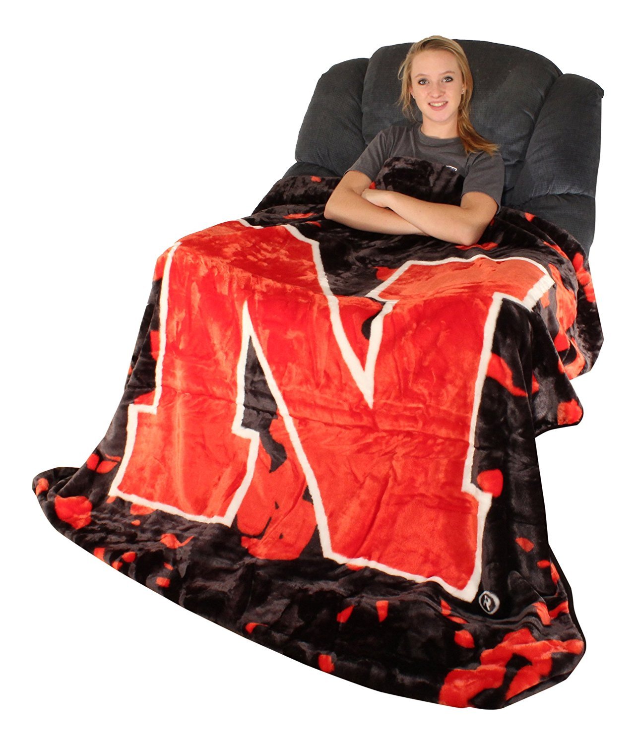 College Covers Everything Comfy Nebraska Cornhuskers Soft And Warm Huge Raschel Throw Blanket, 86' X 63'