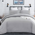 Cottonight Silver Grey Comforter Sets Queen Light Gray Bedding Comforter Set Cotton Plain Gray Blanket Quilts Soft Breathable Mo
