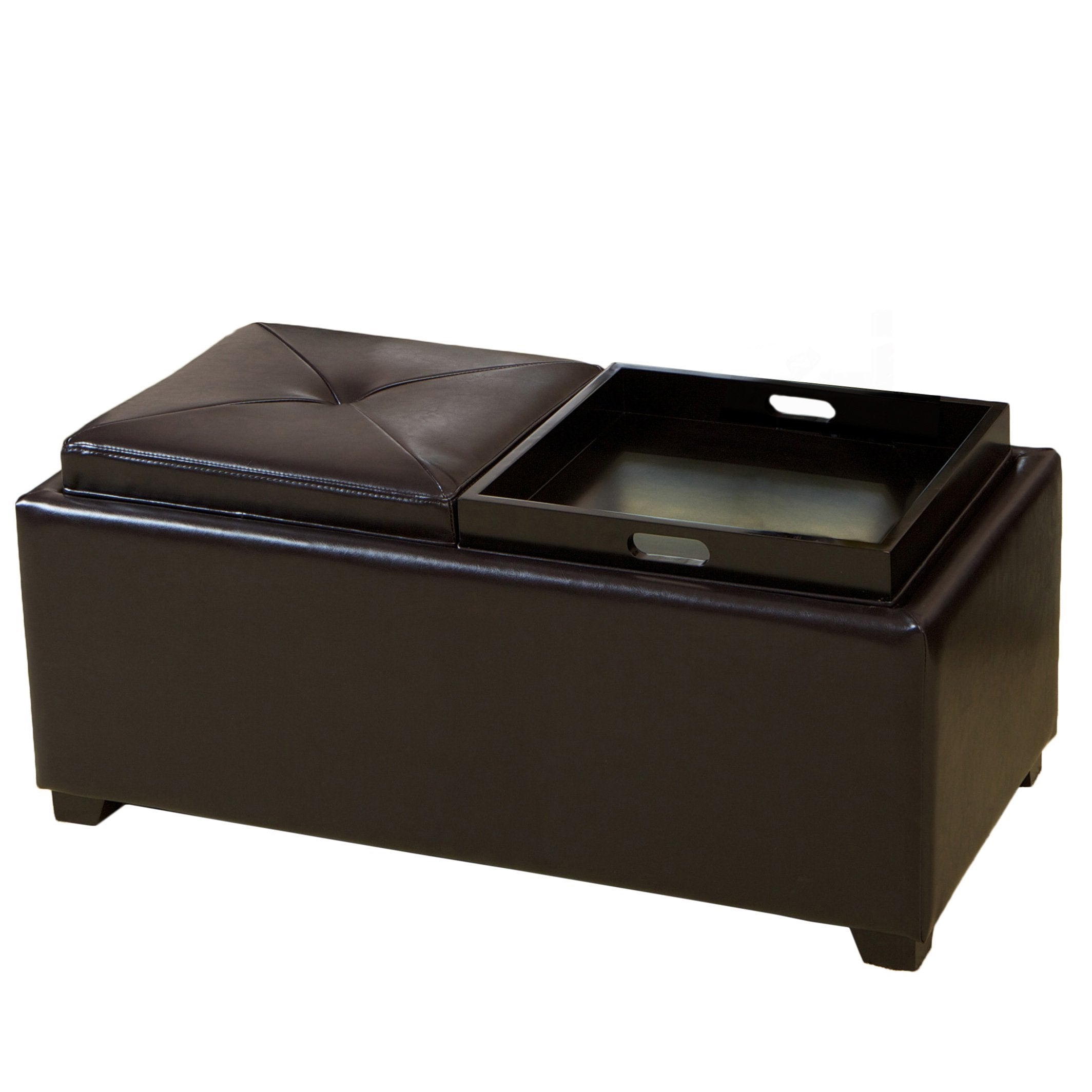 Christopher Knight Home Maxwell Leather Tray Ottoman, Espresso
