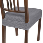 Searchi Stretch Dining Chair Seat Covers Set Of 6, Soft Removable Washable Seat Covers For Dining Chairs, Dining Room Seat Cover Slipcover Protector (Rear-Covered, Grey Diamond Jacquard)
