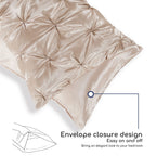 Mr&Hm Satin Comforter California King 7 Pieces Champagne - Luxurious Pinch Pleat Bedding Set With Comforter, Flat Sheet, Fitted
