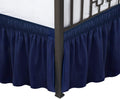 Biscaynebay Wrap Around Bed Skirts With Split Corners For Full Beds 15' Drop, Navy Elastic Dust Ruffles Easy Fit Wrinkle & Fade Resistant Silky Luxurious Fabric Solid Machine Washable