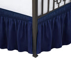 Biscaynebay Wrap Around Bed Skirts With Split Corners For King Beds 14' Drop, Navy Elastic Dust Ruffles Easy Fit Wrinkle & Fade Resistant Silky Luxurious Fabric Solid Machine Washable
