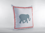 HomeRoots Blue and Pink On White 18â€ Blue Pink Elephant Boho Suede Throw Pillow